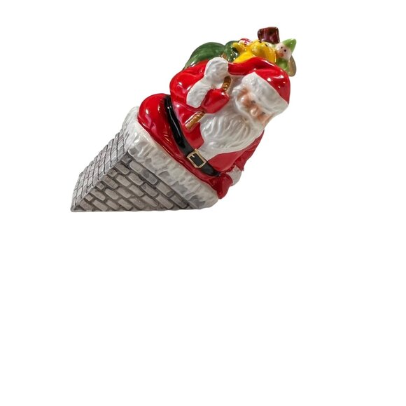 Department 56 Snow Village "Down The Chimney He Goes" Santa Figure - Picture 1 of 5